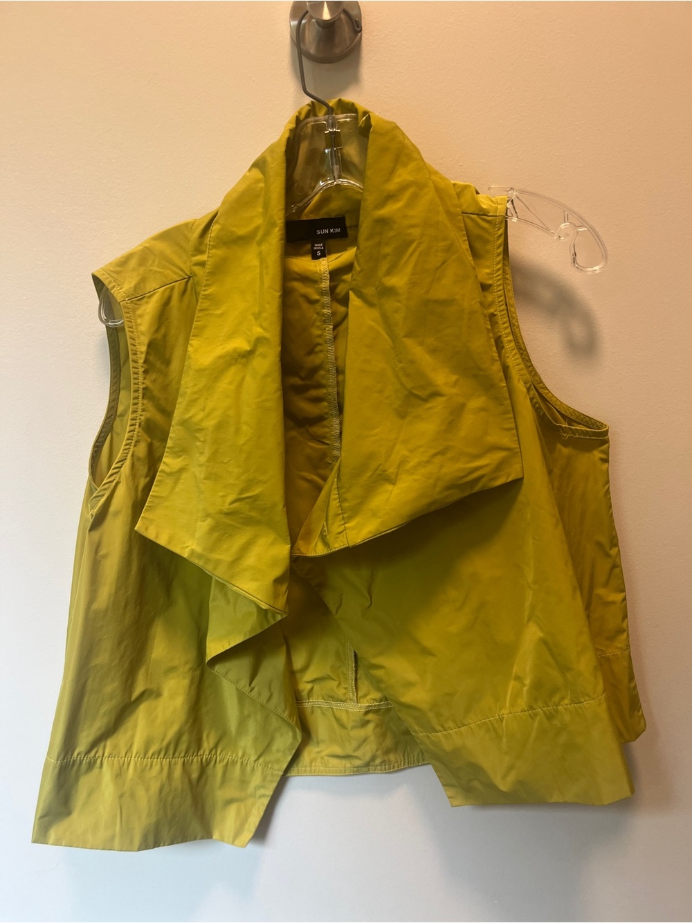 SUN KIM by Comfy. Sunny Yellow Sleeveless Vest with Draped Collar.
Small. - Picture 3 of 4